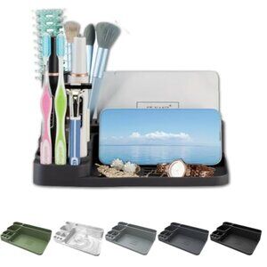 Toothbrush Holder, Silicone Bathroom Vanity Counter Organizer - Dark Gray